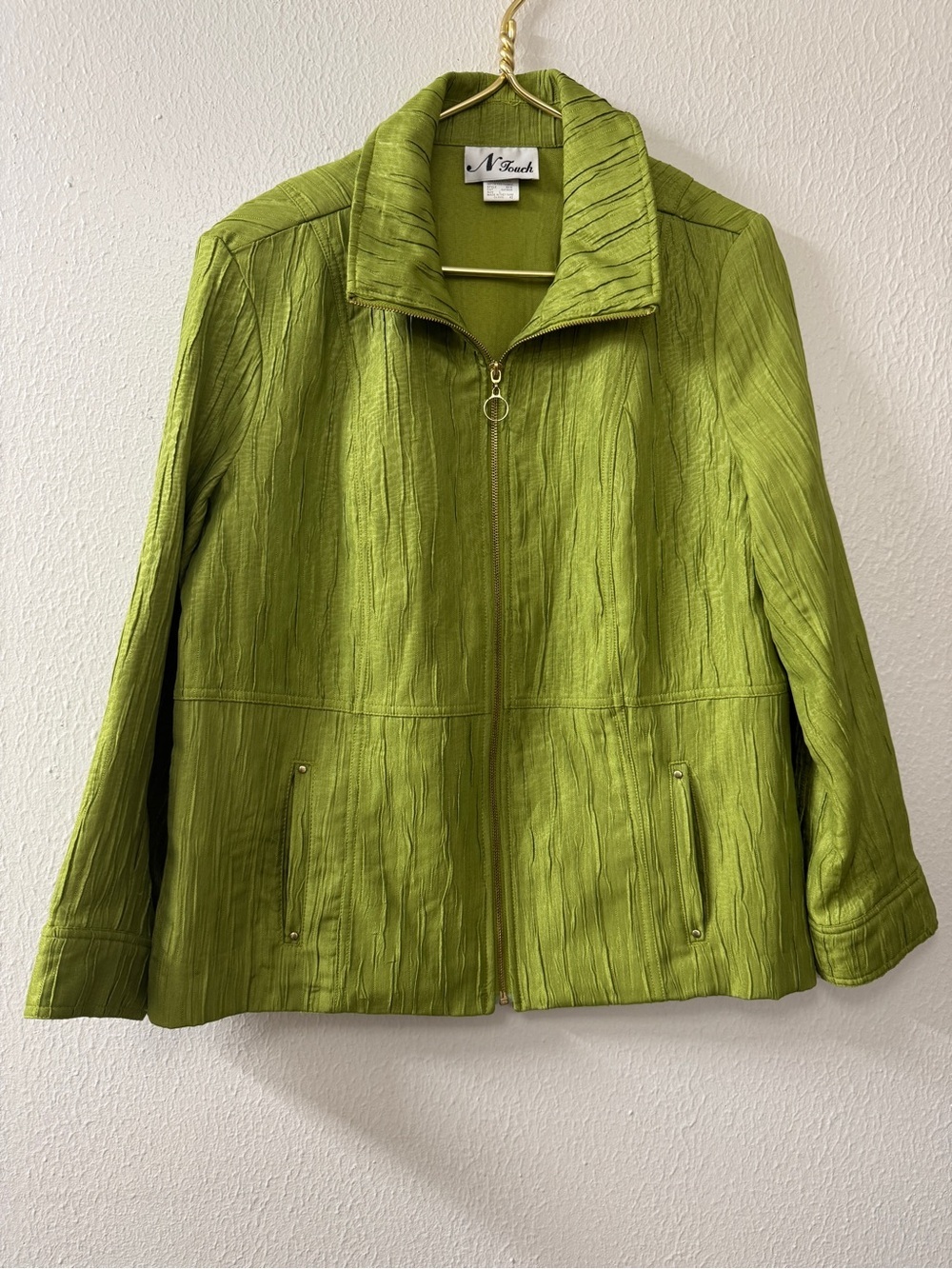 N Touch Women's Lime Green Zip-Front Jacket